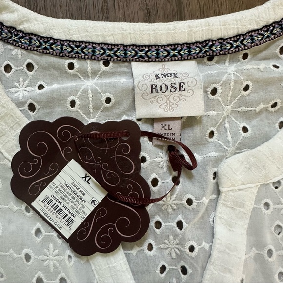 NEW! Knox Rose White Blouse, Button Down, Popover, Cottagecore, Textured, XL - Picture 5 of 11